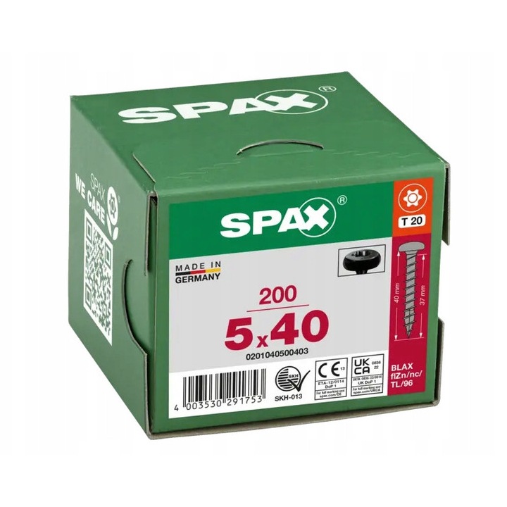 Suruburi BLAX 5x40mm, set 200 bucati, cap panhead, negru, complet filetate