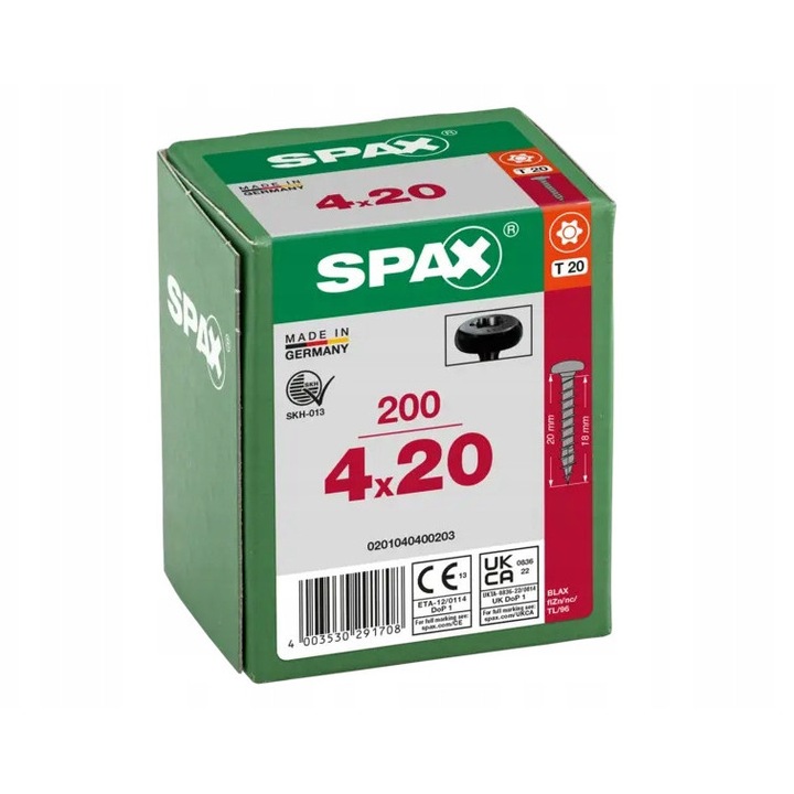 Suruburi BLAX, 4x20mm, set 200 buc, cap panhead, negru, complet filetate