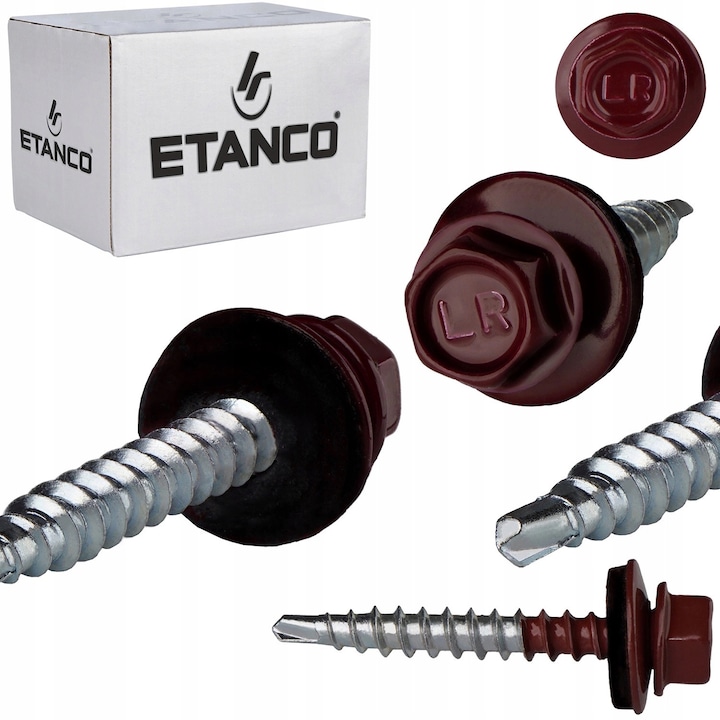 Винтове за дървени конструкции, Etanco, 4.8x80 мм, RAL 3005, комплект 100 броя