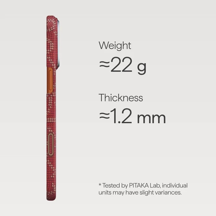 Husa Pitaka pentru iPhone 17 Pro Max, Ultra-Slim, PitaTap™, Monogram-Gold/Red