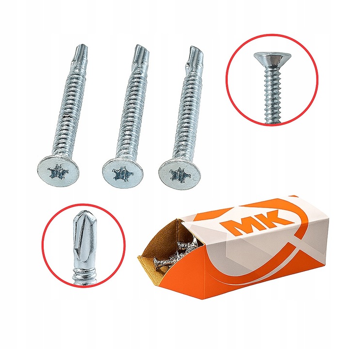 Suruburi autoforante pentru lemn la metal 5,5x50 mm, set 250 bucati, Mag Krak