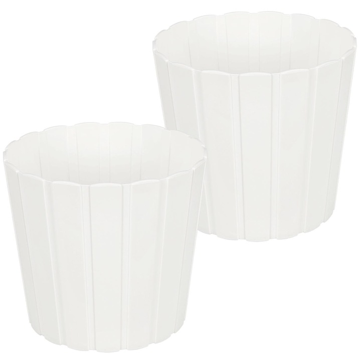 Пластмасова саксия KOTARBAU, комплект 2 броя, бяла, 24см