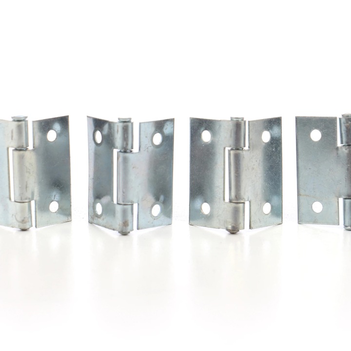 Balamale cu aripi plane, zamac, set 4 bucati, 30x30mm, finisaj zincat alb