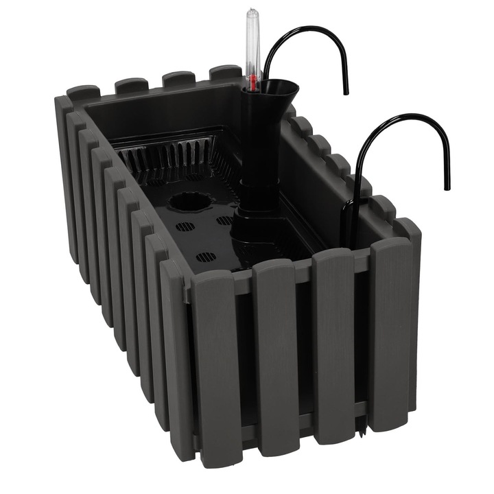 Саксия KOTARBAU, тип кутия, PVC, сива, 38x18x16,2cm