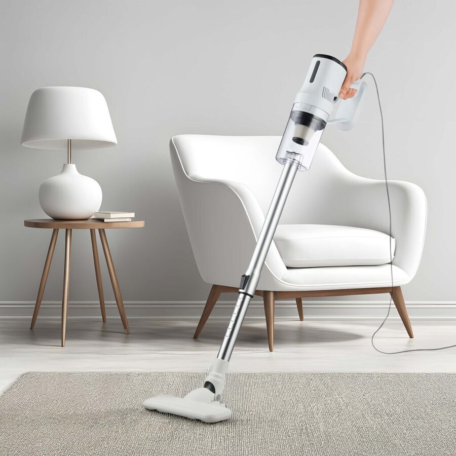Aspirator electric 2 în 1 Manta 600 W, capacitate colectare 0.6 l, alb