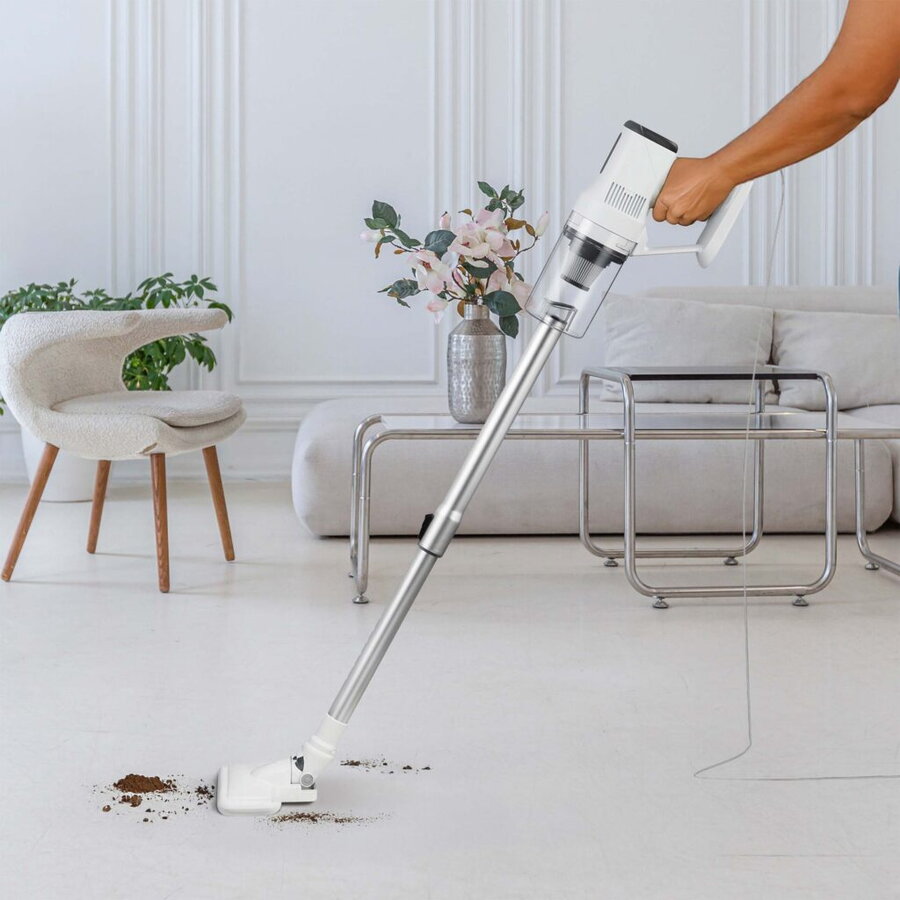 Aspirator electric 2 în 1 Manta 600 W, capacitate colectare 0.6 l, alb