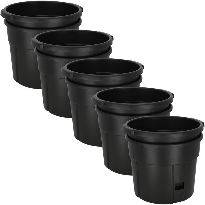 Саксия за отглеждане на картофи, KOTARBAU, комплект 5 броя, 29,5x24,5x24,5см, черна