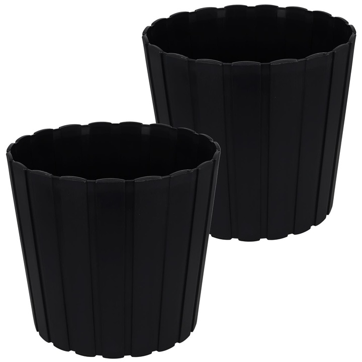 Пластмасова саксия KOTARBAU, комплект 2 броя, антрацит, 29 см