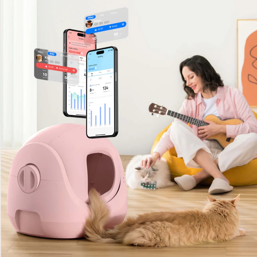 Litiera automata Catlink BayMax Sakura, 70l, Wi-Fi, roz, 71x65x63cm ...