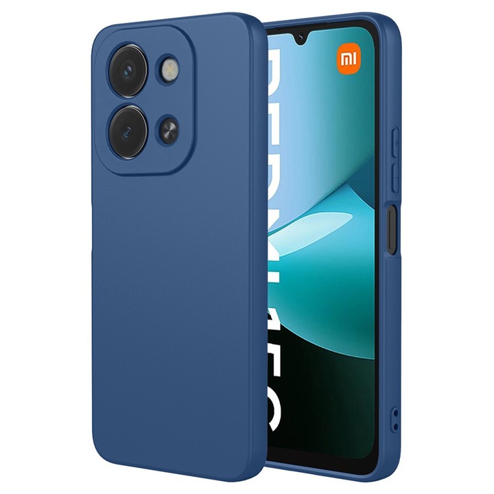 Матов силиконов калъф за Xiaomi Redmi 15C, Soft Liquid TPU, SlimFit, Official & Core Design, Лек, Повдигнати ръбове, Син