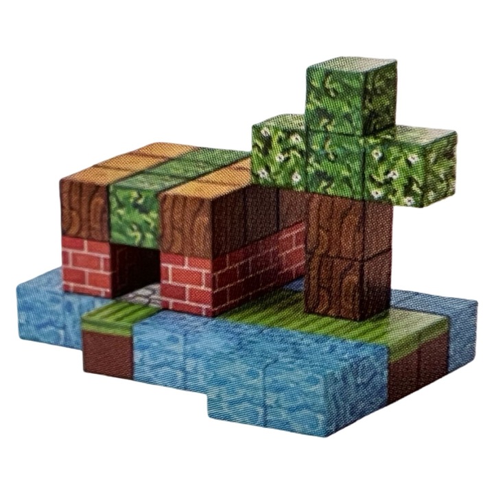 Set cuburi magnetice JPT Minecraft, 40 cuburi, plastic, multicolor