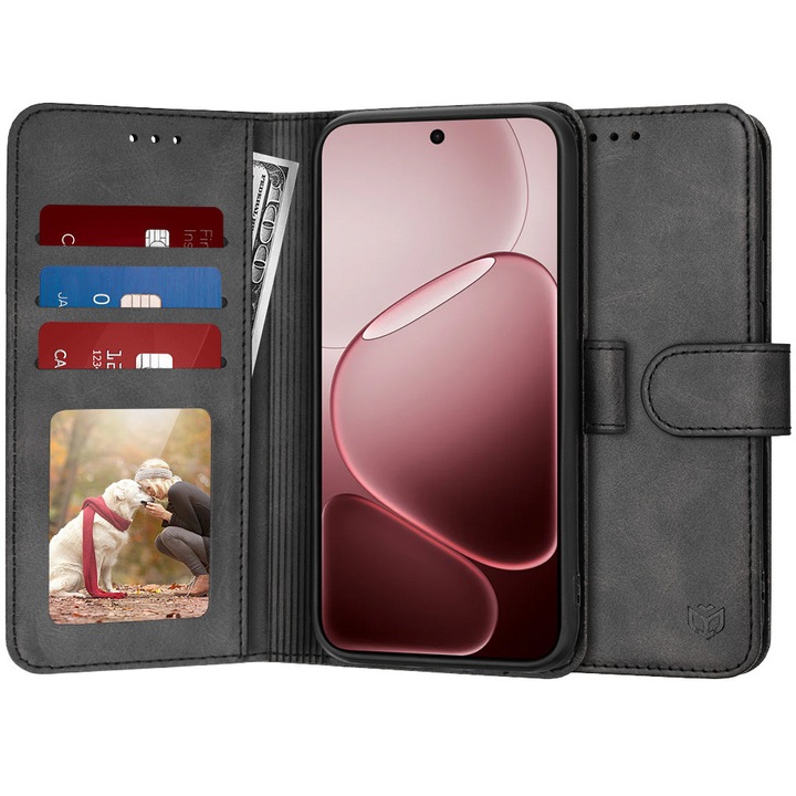 Husa tip carte pentru Oppo A6 Pro 4G / A6 Pro 5G, buzunare carduri, inchidere magnetica, Accesorio Diary Book, Negru
