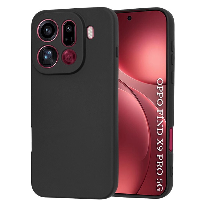 Husa pentru Oppo Find X9 Pro, SKYDDAR INNOVATION, din Silicon Catifelat, SoftElegance, set cu sticker, Negru