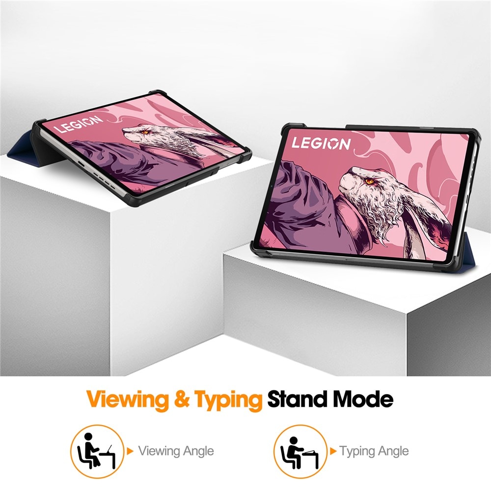 Husa tableta pentru Lenovo Legion Tab Gen 3, SKYDDAR INNOVATION, cu suport Multi-Unghi si functie Sleep/Wake, FoldPro, Albastru, set cu sticker
