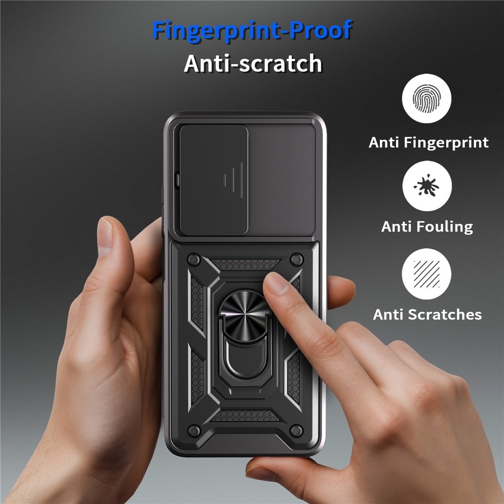 Husa Shutter Spate Armor Ring Lens Cover pentru Oppo Find X9 Pro, Slide Mechanism, Functie Magnetica, Camshield Suportul Inel Rotativ 360°, Negru