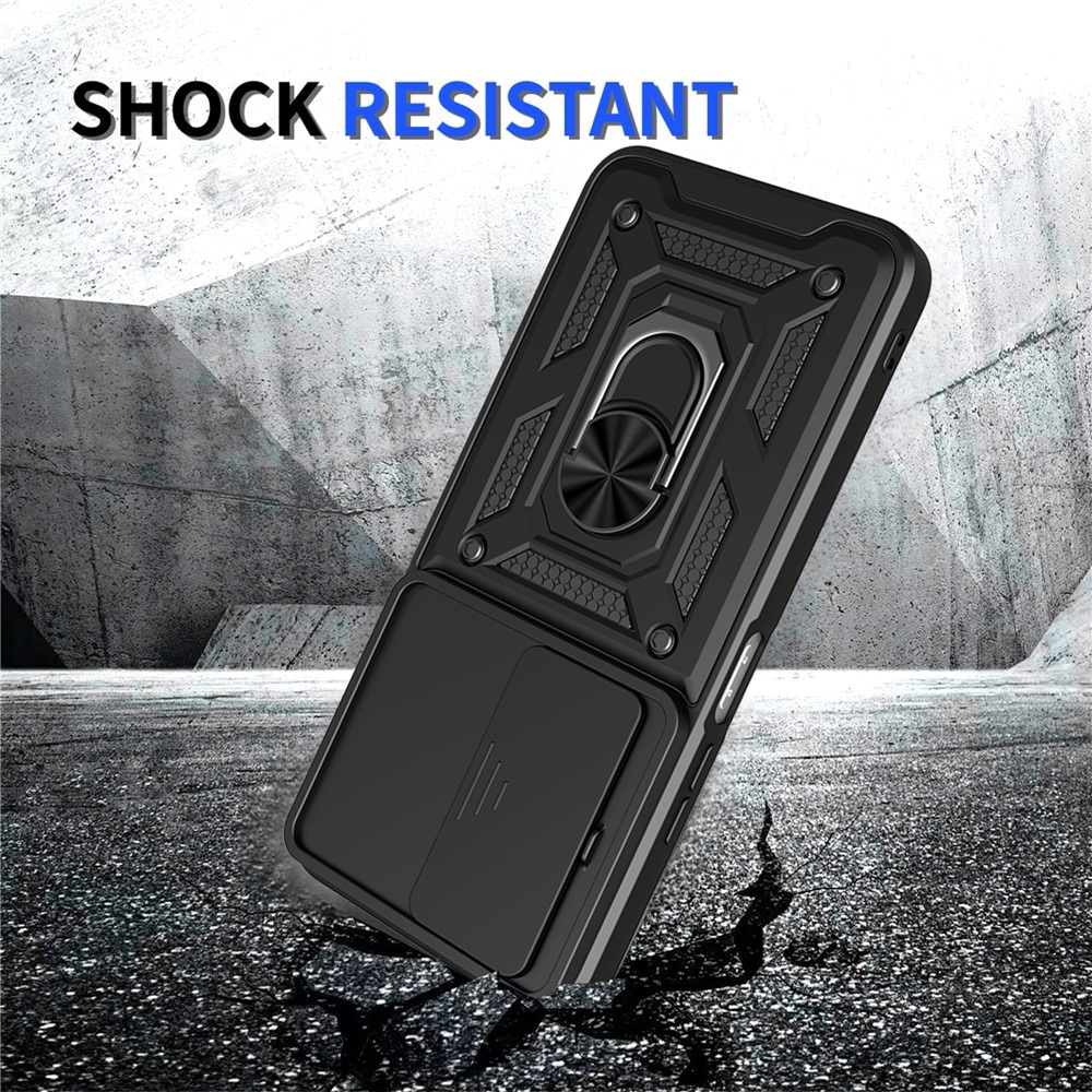 Husa Shutter Spate Armor Ring Lens Cover pentru Oppo Find X9 Pro, Slide Mechanism, Functie Magnetica, Camshield Suportul Inel Rotativ 360°, Negru