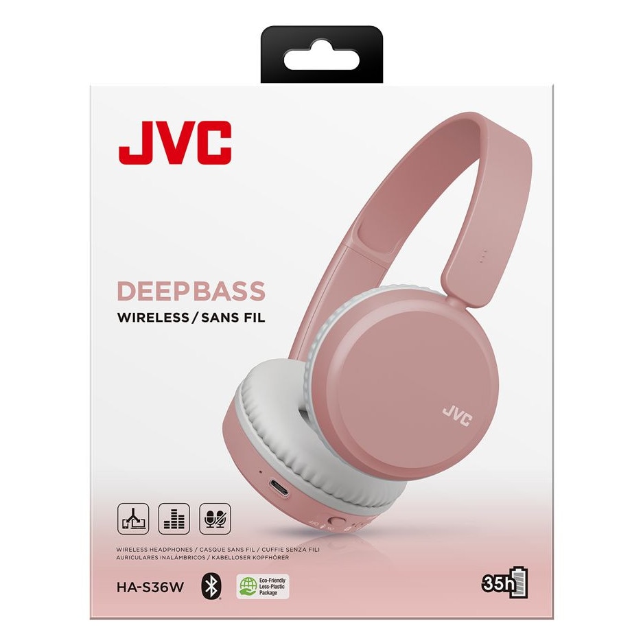 Casti audio On-Ear JVC HA-S36W-P-U, Bluetooth, Autonomie 35h, microfon, Roz