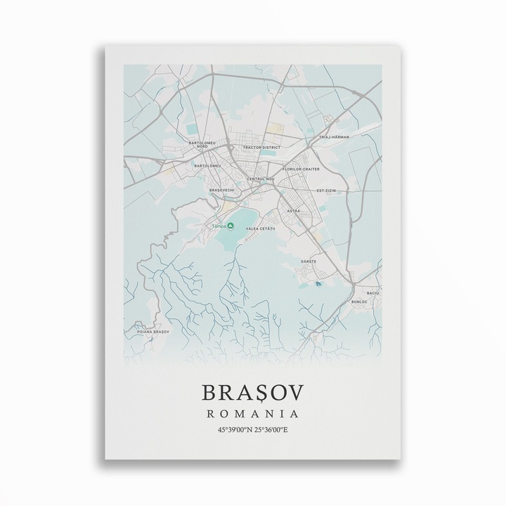 Канава с карта на град - Брашов, Румъния, Модерен минималистичен стил