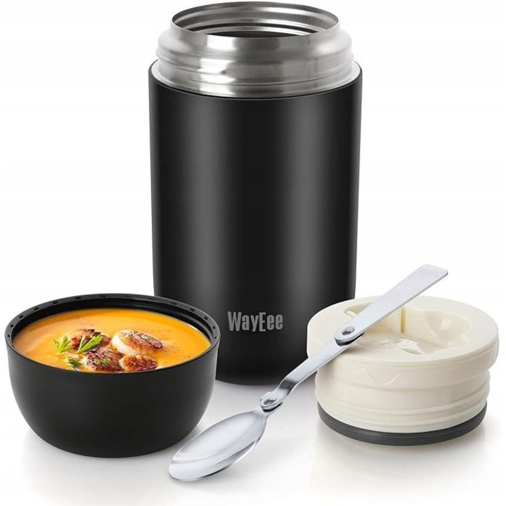 Termos pentru mâncare, 730ml, inox, cu linguriță, izolație termică eficientă