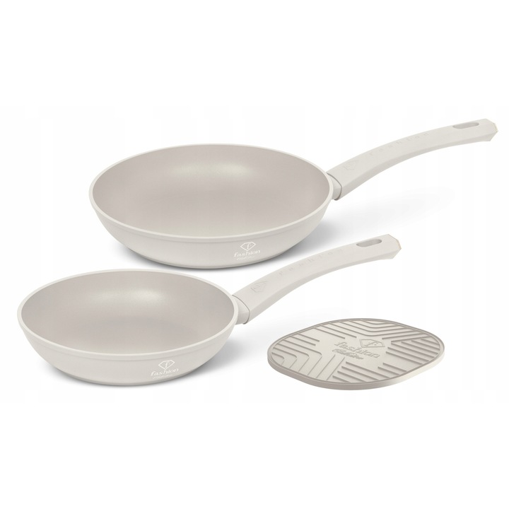 Set 2 tigai Berlinger Haus FTV-0079, bej mat, Ø22x4, 5cm si Ø26x4, 8cm, acoperire antiaderenta titanPro, manere ergonomice