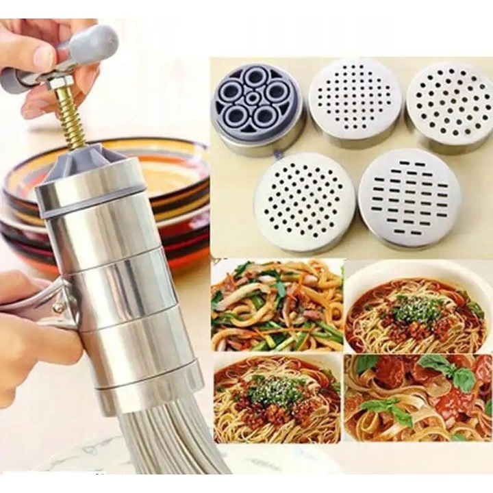 Masina manuala de facut paste SmartNoodles, otel inoxidabil, 5 accesorii, design ergonomic