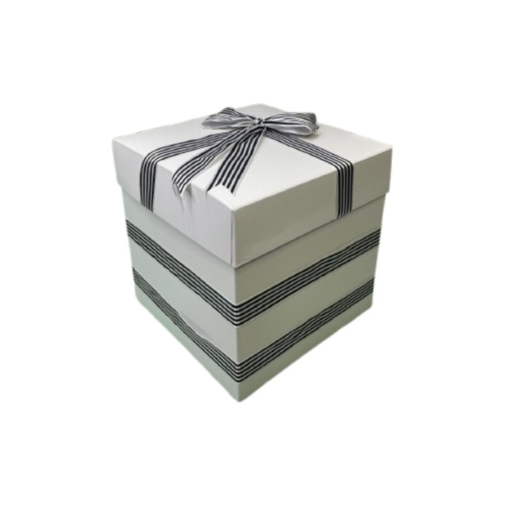 Cutie pentru cadou - Nicas - carton alb cu negru - forma cub - 20x20x20cm - tip N20