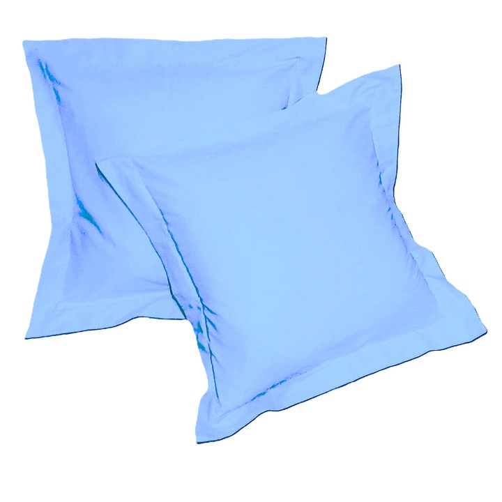 Set 2 x Fata de perna, 30 cm x 50 cm, Casa Bucuriei, model Imperial, albatru celest, Bumbac 100%