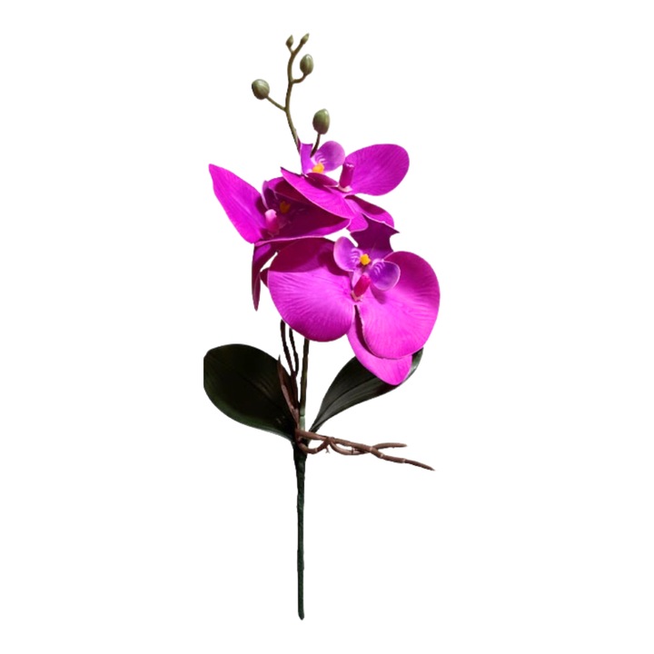 Floare Artificiala Orhidee Phalaenopsis, Culoare Mov Vibrant, Aspect Natural, Lungime 40 cm, Decoratiune Interioara