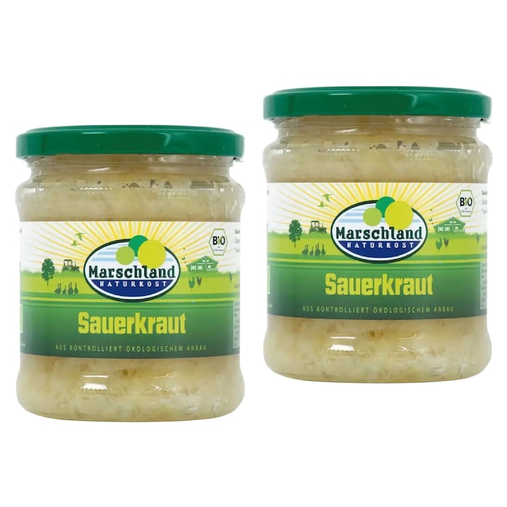 Varza alba murata, taiata BIO, 350gr/335gr, Marschland x 2 buc