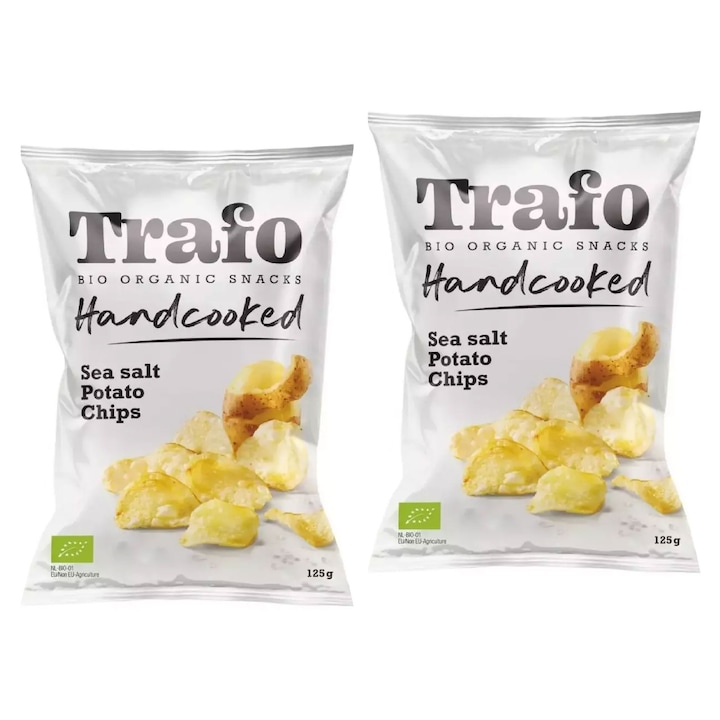 Chipsuri bio din cartofi prajite manual, cu sare, 125g Trafo x 2 buc