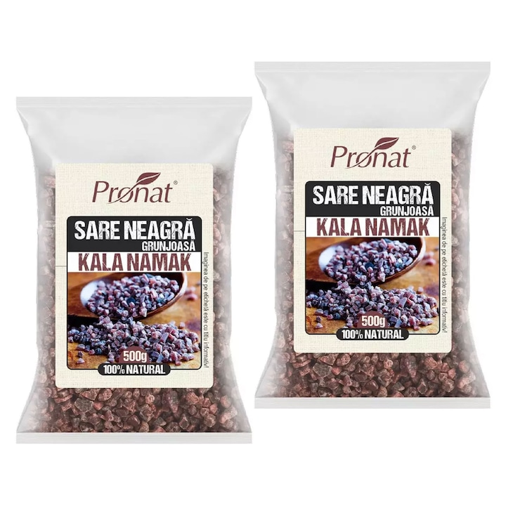 Sare neagra grunjoasa Kala Namak, 500g Pronat x 2 buc