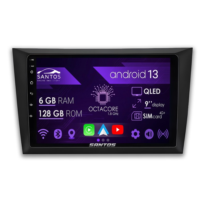 Navigatie Volkswagen Golf 6, Android 13, 9 inch QLED, Octa Core 6GB RAM 128GB, Wireless CarPlay Android Auto, Slot Sim 4G, GPS, Waze