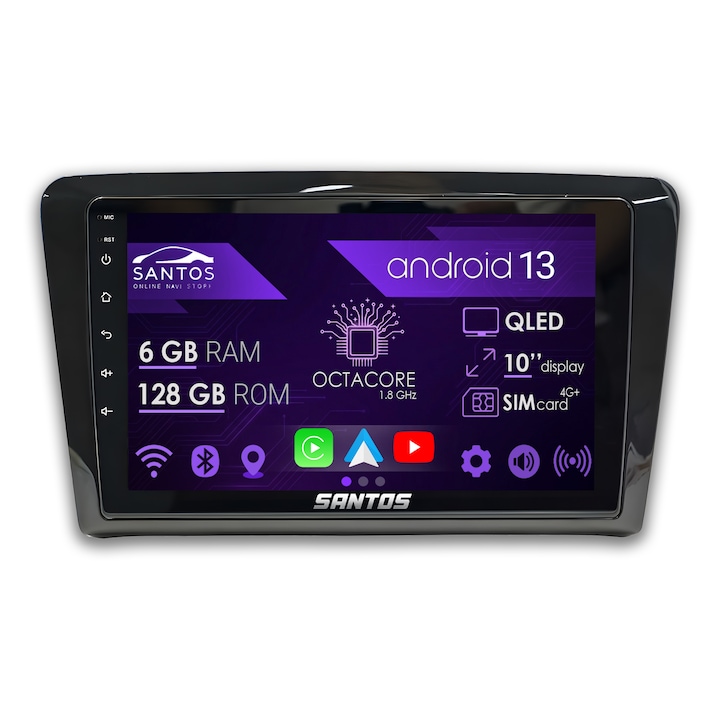 Navigatie Skoda Octavia 3 2013-2020, Android 13, 10 inch QLED, Octa Core 6GB RAM 128GB, Wireless CarPlay Android Auto, Slot Sim 4G, GPS, Waze