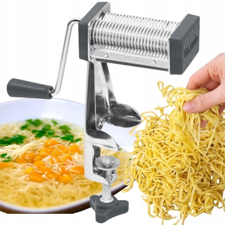 Masina de taiat paste manuala, rosu-gri, otel, dimensiuni compacte