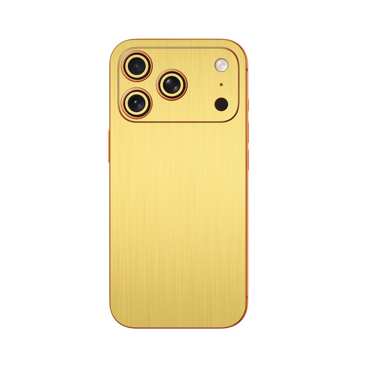 iSkinz fólia Apple iPhone 17 Pro Max készülékhez - Szálcsiszolt Arany, 360 fokos vágás, Teljes fedésű öntapadós skin, Hátlap és oldalak védelme