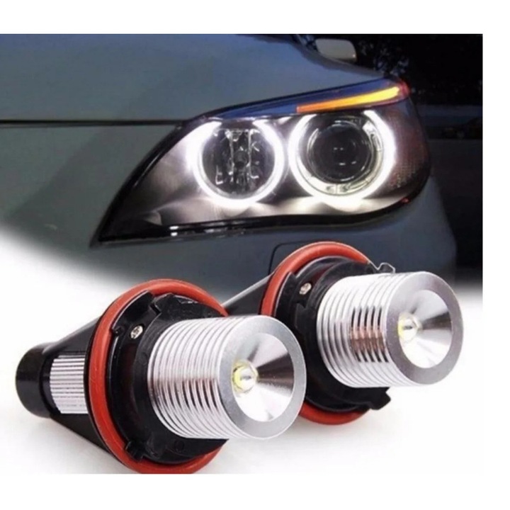 Set 2 BECURI LED marker, Angel Eyes, 6500K, BMW E39, E61, E63, E65, 12V, Plug & Play