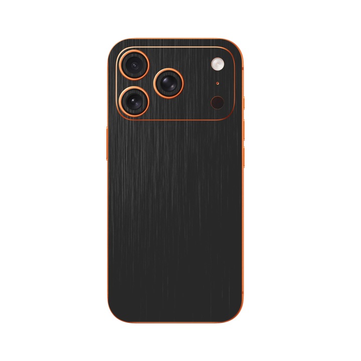iSkinz Fólia Apple iPhone 17 Pro Max-hoz - Szálcsiszolt Fekete, 360 fokos vágás, Teljes borítású öntapadó skin, Hátlap és oldalak védelme