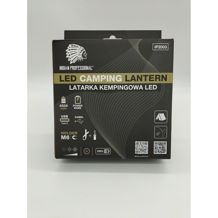 Lanterna camping LED, 4500mAh Power Bank, iluminare multicolor, dimensiuni 16x16x5.5cm, accesorii incluse