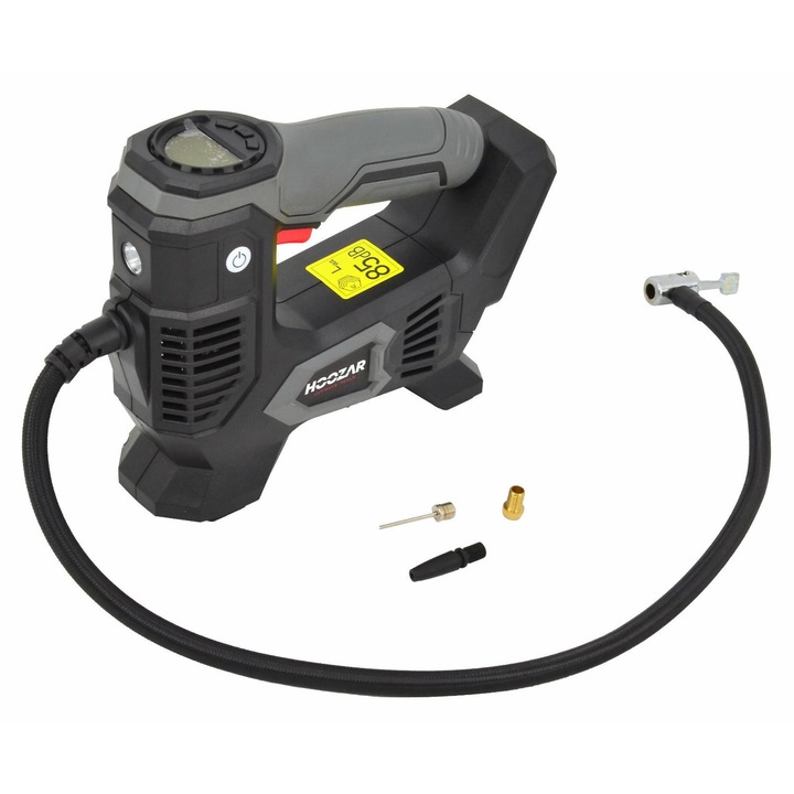 Compresor de aer Hoozar 18V, 150 PSI, 1,3kg, 65cm, 4 moduri de lucru, set de adaptoare