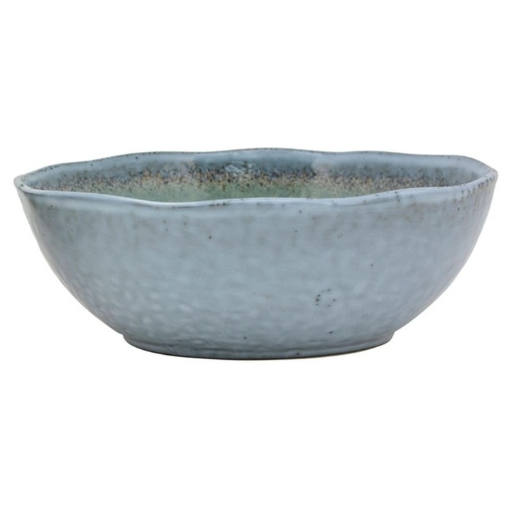 Miska din ceramica albastra, cu margine neregulata, lucrata manual, 20x20cm