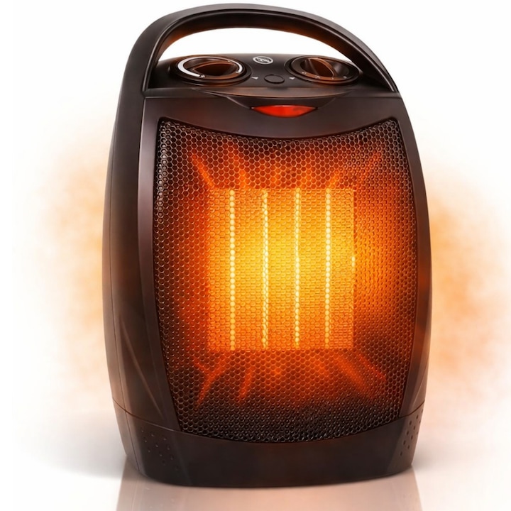 Aeroterma electrica Macvi® 1500W cu ceramica PTC, 2 niveluri de putere, termostat ajustabil, protectie supraincalzire, incalzitor portabil pentru camere pana la 15 mp