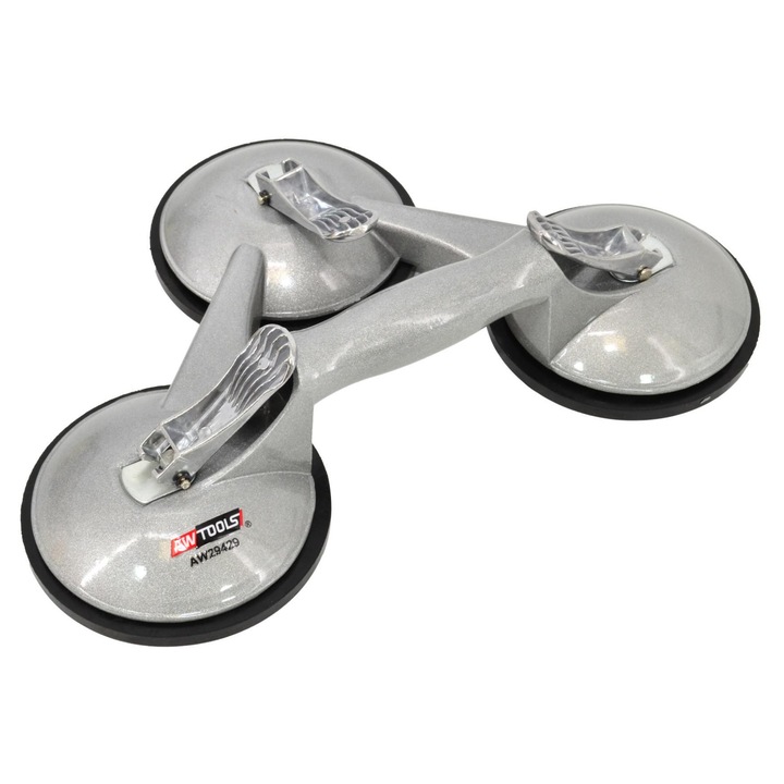 Priza de vacuum tripla, Awtools, capacitate 190kg, diametru 125mm, 1,3kg, argintiu