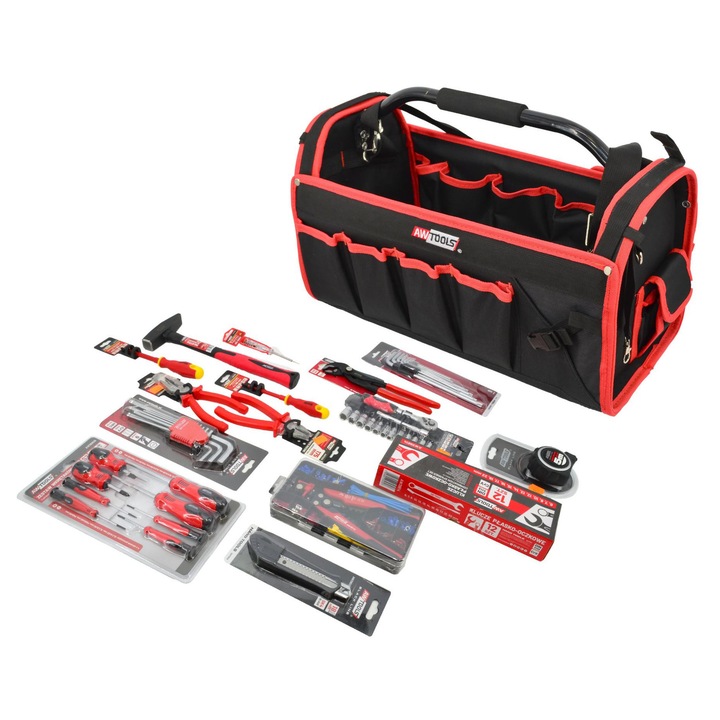 AWTOOLS szerszámkészlet 31 részes, rendezővel, 48x23x28cm, többszínű