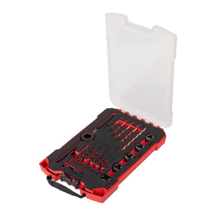 Seturi de gauri si insurubat Milwaukee, set de gauri si narzynki, otel cromat, rezistent la coroziune, negru