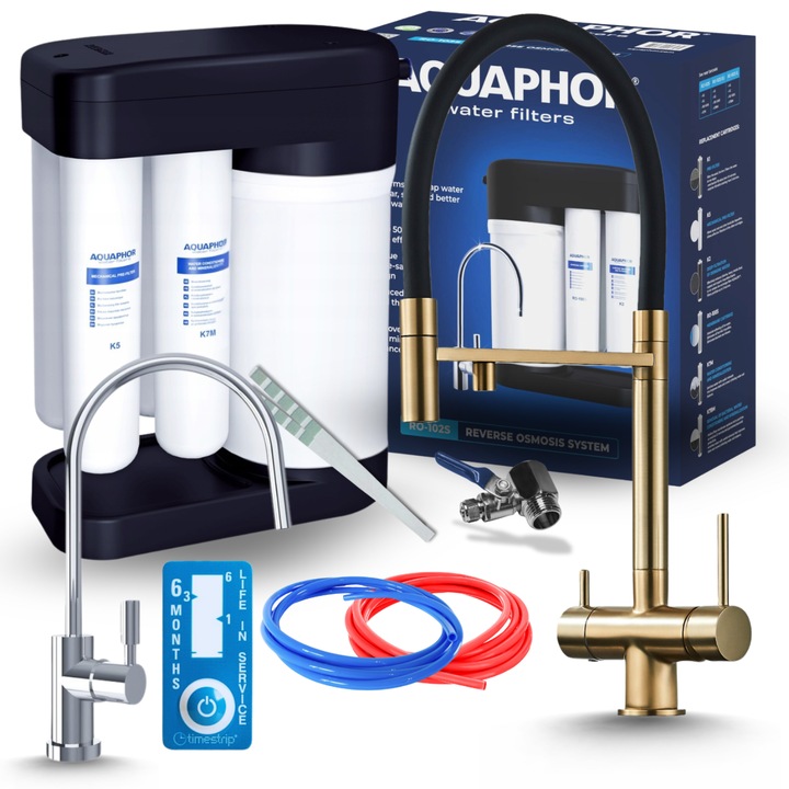 Set sistem de filtrare Apa, Aquaphor, 5L, 375L/zi, set complet de accesorii