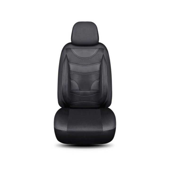 Huse auto universale 11 piese – Negru + Negru deschis – fractionate pentru scaune fata si spate – protectie tapiterie, montaj usor, potrivire universala