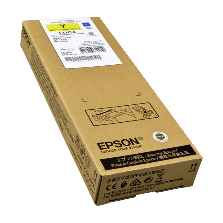 Cartus de cerneala Inkjet Original Enterprise, Epson, Epson OEM T11C Y Ink, Galben, Compatibil cu EPSON WORKFORCE PRO WF-C5890DWF, WF-C5890, WF-C5390DW, WF-C5390