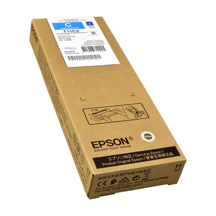 Cartus de cerneala Inkjet Original, Epson, Epson OEM T11C C Ink, Cyan, Compatibil cu EPSON WORKFORCE PRO WF-C5890DWF, WF-C5890, WF-C5390DW, WF-C5390