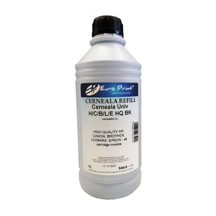 Kompatibilis Professzionális tinta, HP, UNIV HQ B tinta - 1L, Fekete, Kompatibilis az Univerzális PREMIUM Kiváló Minőségű tintával HP, CANON, LEXMARK, BROTHER, EPSON - minden patronhoz