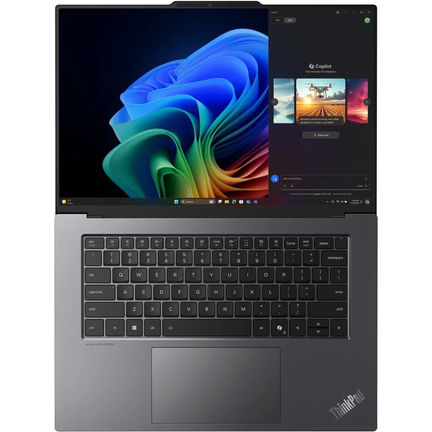 Laptop Lenovo ThinkPad X9-15 G1, 15.3" 2.8K, Intel® Core™ Ultra 5 228V pana la 4.5 GHz, 32 GB RAM LPDDR5x 8533, 512 GB SSD, Intel Arc Graphics 130V, Windows 11 Pro, Grey 512 GB